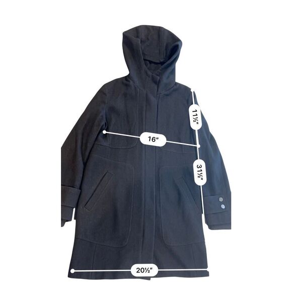 Kenneth Cole Black Wool Blend Hooded Zipper Winter Coat Jacket size 12 - Picture 5 of 10